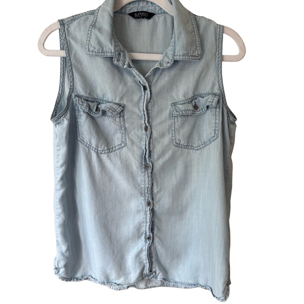 Buffalo David Bitton Blue Button Down Shirt Notched Collar Women’s S